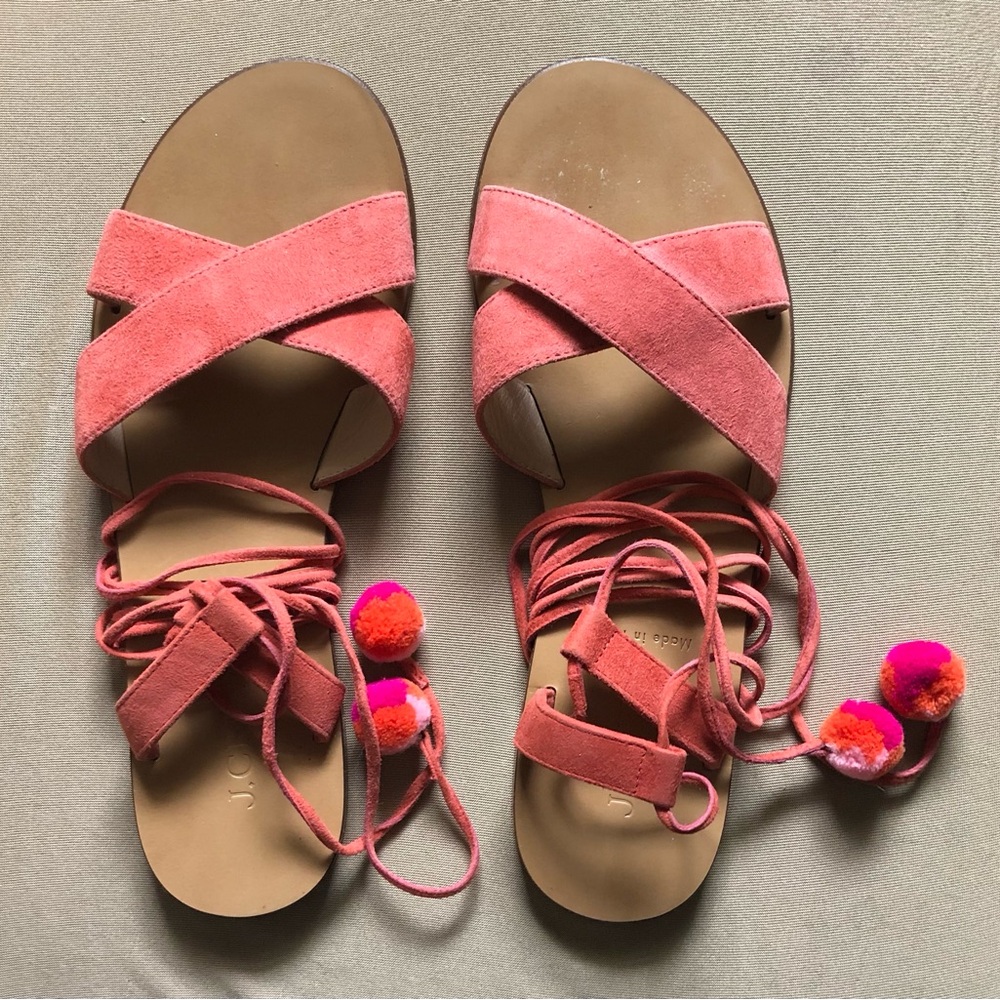 J. Crew Ankle Wrap Lace Up Sandals Sz. 6.5 Made in Italy